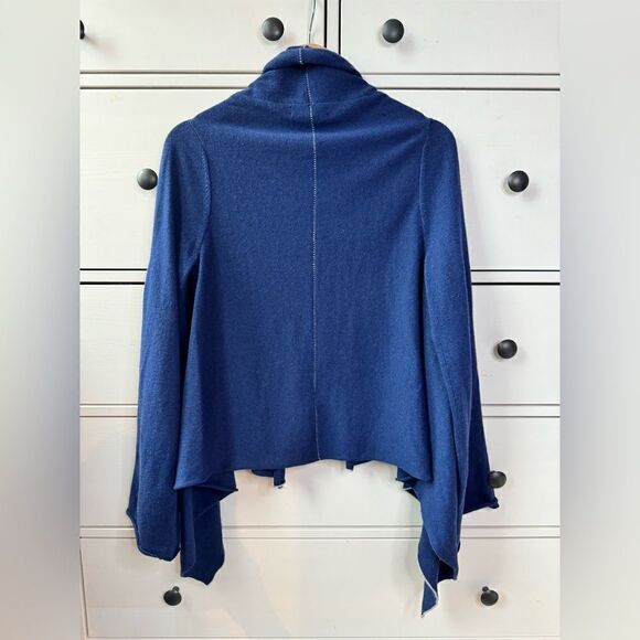 Banana Republic cashmere blend XS/S Blue Cardigan Shrug Luxury Wool Roll Sleeves - Picture 7 of 17